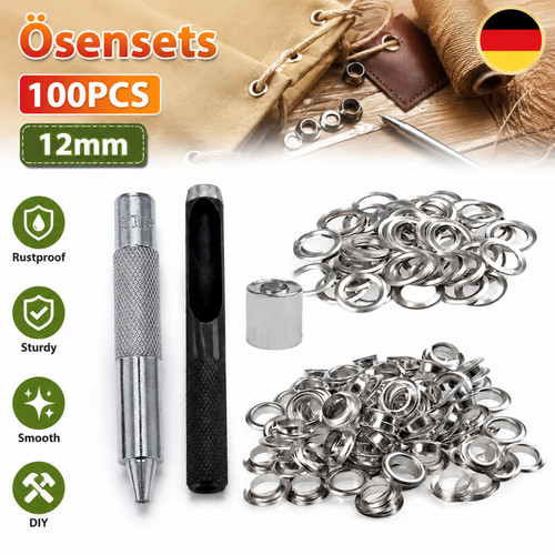 100 sets 12mm silber ösenset - 100,